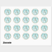 ALLE INITIALEN Gouden Monogram Turquoise Pluim Ronde Sticker (Vel)