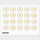ALLE INITIALEN Gouden Monogram Twee Gele Harten Ronde Sticker (Vel)