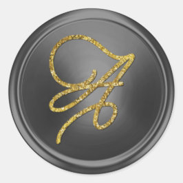 ALLE INITIALEN Gouden Schreef Monogram Donkergrijs Ronde Sticker