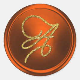 ALLE INITIALEN Gouden Schrift Monogram Pompoen Roe Ronde Sticker