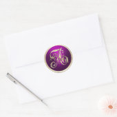 Alle Initialen goudmonogram frambozen Ronde Sticker (Envelop)