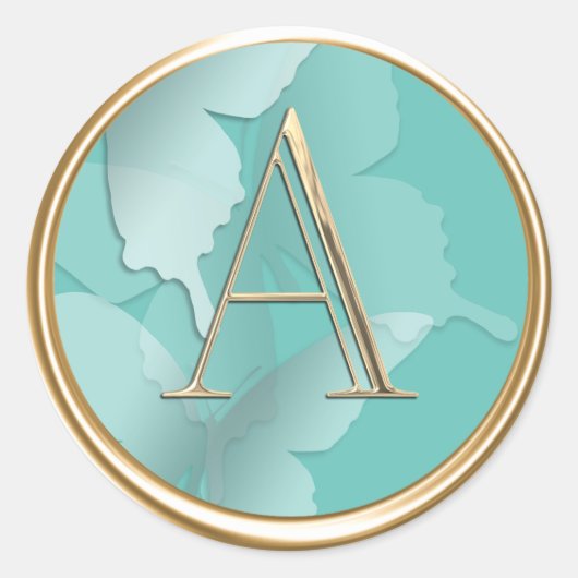 ALLE INITIALEN Monogram glasvlinders elke kleur Ronde Sticker (Voorkant)