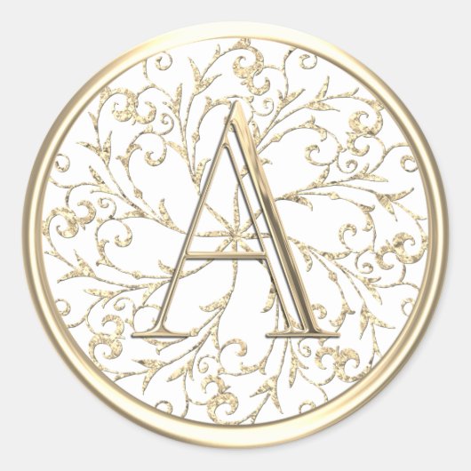 ALLE INITIALEN Monogram Goud Delicaat  Ronde Sticker (Voorkant)