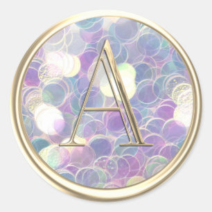 ALLE INITIALEN Monogram iriserende glitter Ronde Sticker