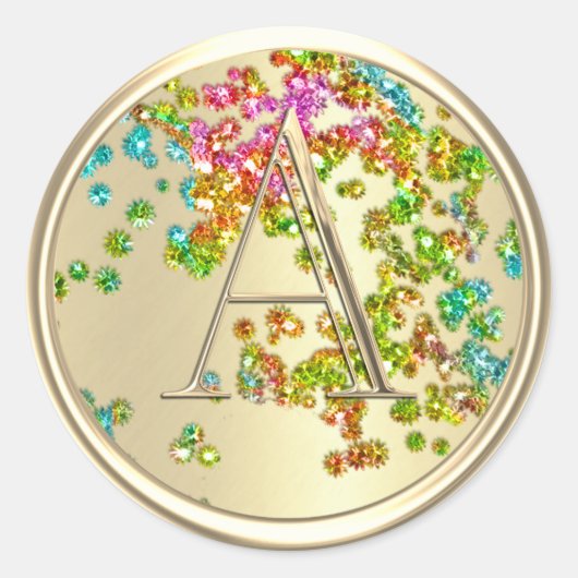 ALLE INITIALEN Monogram Kleurrijke Glitter Confett Ronde Sticker (Voorkant)