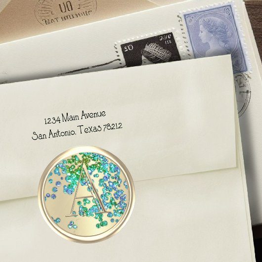 ALLE INITIALEN Monogram Kleurrijke Glitter Confett Ronde Sticker