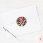 ALLE INITIALEN Monogram Kleurrijke Jacobean Damask Ronde Sticker (Envelop)