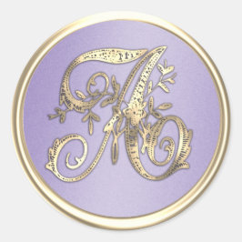 Alle Initialen Monogram Lavender Paars Ronde Sticker