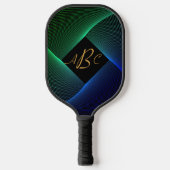 Alle Initialen Monogram Letter Green Blue Swirl Li Pickleball Paddle (Voorkant)