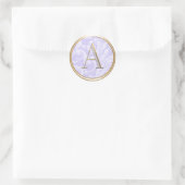 ALLE INITIALEN Monogram op Lavendel Paarse Damast Ronde Sticker (Tas)