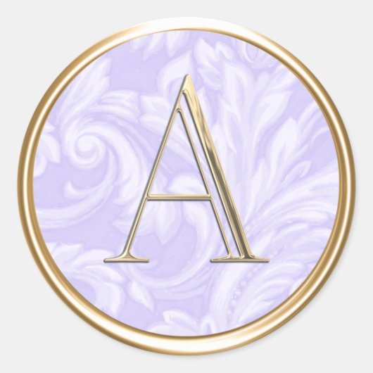 ALLE INITIALEN Monogram op Lavendel Paarse Damast Ronde Sticker (Voorkant)