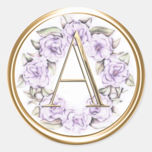 ALLE INITIALEN Monogram op Paarse Pioenroos Classi Ronde Sticker (Voorkant)