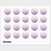 ALLE INITIALEN Monogram Wit Paarse Ombre Glitterij Ronde Sticker (Vel)