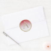 ALLE INITIALEN Monogram Wit Rood Ombre Glitterij Ronde Sticker (Envelop)