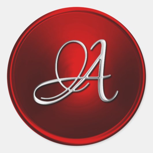 ALLE INITIALEN Silver Script op rood Ronde Sticker (Voorkant)