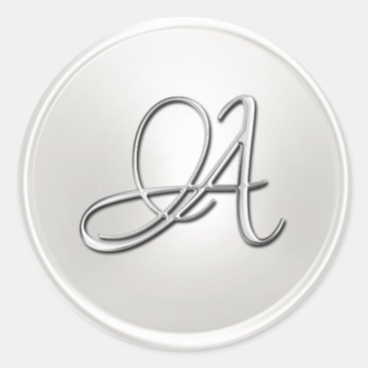 ALLE INITIALEN Silver Script op wit Ronde Sticker (Voorkant)