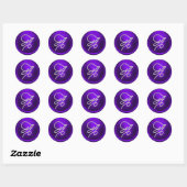 ALLE INITIALEN Zilver Script Monogram Paars Ronde Sticker (Vel)