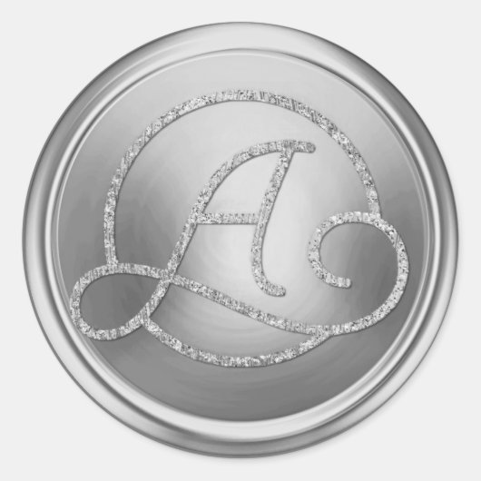 ALLE INITIALEN Zilveren Cirkel Monogram Zilver Ronde Sticker (Voorkant)