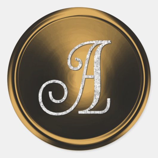 ALLE INITIALEN Zilveren Monogram 3 Brons Ronde Sticker (Voorkant)