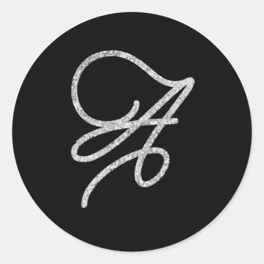 ALLE INITIALEN Zilveren Script Monogram Elke Kleur Ronde Sticker (Voorkant)