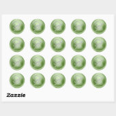 ALLE INITIALEN Zilveren Script Monogram Lichtgroen Ronde Sticker (Vel)