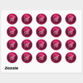 ALLE INITIALEN Zilveren Script Monogram Magenta Ronde Sticker (Vel)