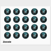 ALLE INITIALEN Zilveren Script Monogram Teal Blauw Ronde Sticker (Vel)