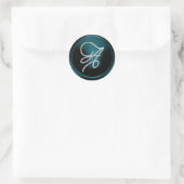 ALLE INITIALEN Zilveren Script Monogram Teal Blauw Ronde Sticker (Tas)