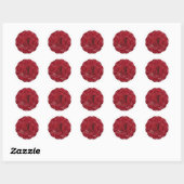 ALLE INITIALEN Zwarte Monogram 3 Filigree Rand Roo Ronde Sticker (Vel)