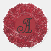ALLE INITIALEN Zwarte Monogram 3 Filigree Rand Roo Ronde Sticker (Voorkant)