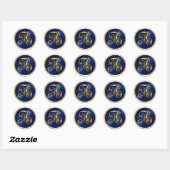 ALLE INITIËLE Gouden Monogram Initiaal Navyblauw Ronde Sticker (Vel)