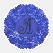 ALLE INITIËLEN Zwarte Monogram 3 Filigree Rand Bla Ronde Sticker (Voorkant)