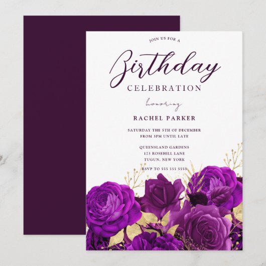 Alle jaren van de verjaardag van de Paarse partij  Kaart (Voorkant / Achterkant)