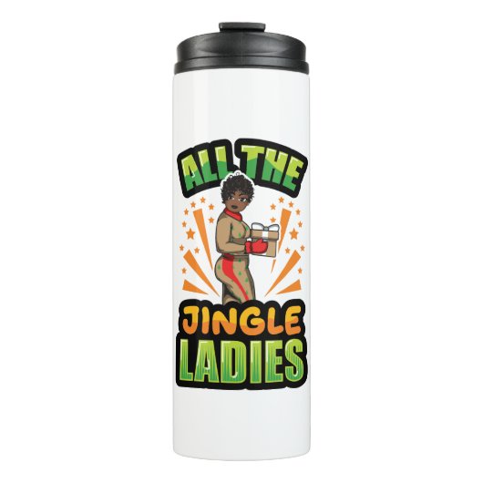 Alle Jingle Dames Kerst Pyjama Melanin X-m Thermosbeker (Voorkant)