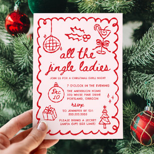 Alle Jingle Ladies Meisjes Nacht Kerstfeest Party Kaart