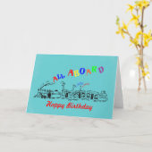 Alle jongens aan boord van Choo Choo Train Birthda Kaart (Gele Bloem)