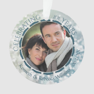 Alle Jubilea, 2-foto's, blauw en witte dozen Ornament
