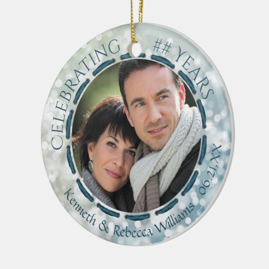 Alle Jubilea, 2-zijdig, Blauwgroen/blauw/wit Keramisch Ornament (Links)