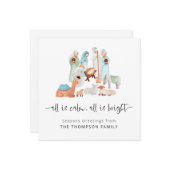 Alle kalmte Alle Heldere Kerstfeest Notitiekaartje (Voorkant / Achterkant in situ)