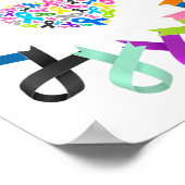 Alle Kanker Bewustzijn Hartkanker Lint Kleurrijk Poster (Hoek)