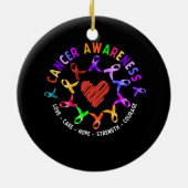 Alle kankerbewustwording bestrijdt kanker in veelk keramisch ornament (Achterkant)