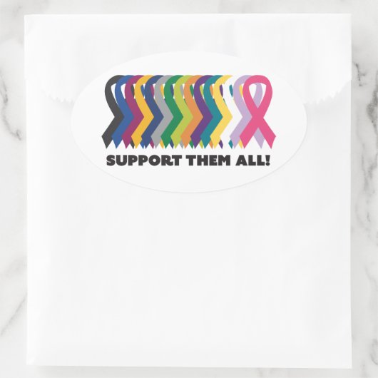 Alle kankerbewustwording ovale sticker (Tas)