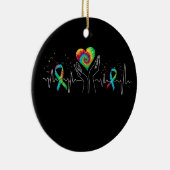 Alle kankerbewustzijnsdag hartslag keramisch ornament (Rechts)