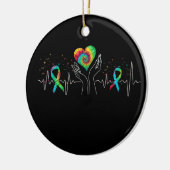Alle kankerbewustzijnsdag hartslag keramisch ornament (Links)
