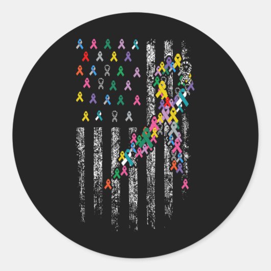 Alle Kankerproblemen Wereld Kanker Bewustzijn Ribb Ronde Sticker (Voorkant)