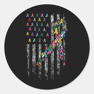 Alle Kankerproblemen Wereld Kanker Bewustzijn Ribb Ronde Sticker