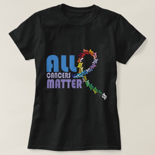 Alle kankerzaken ondersteunen bij wereldbekabeling t-shirt (Design voorkant)