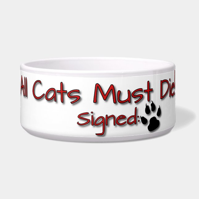 Alle katten moeten sterven! voerbakje (Voorkant)