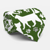 Alle Katten patroon.w.bx4 D Groen BG Stropdas (Opgerold)