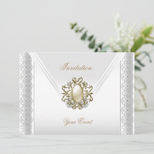 Alle keren Elegant Zijderzijde Witte Pareljuwelen Kaart (Staand voorkant)